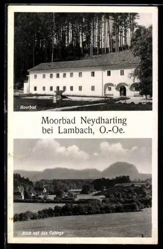 AK Neydharting bei Lambach, Moorbad, Blick auf das Gebirge