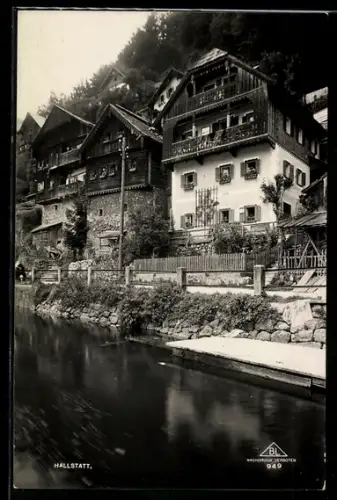 AK Hallstatt, Häuser am Seeufer