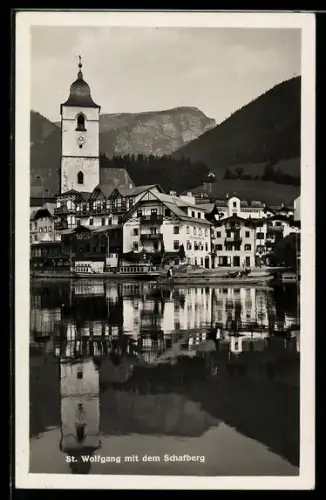 AK St. Wolfgang, Kirche mit dem Schafberg