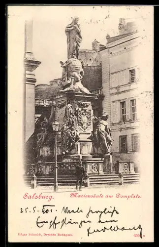 AK Salzburg, Mariensäule am Domplatz