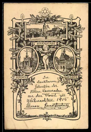 AK Darmstadt, Ortspartien von Darmstadt, Mainz u. Giessen