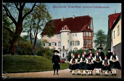 AK Hessische Trachten, Ländliche Schlossbesucher