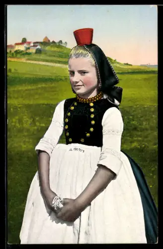 AK Schwälmer Mädchen im hessischer Tracht