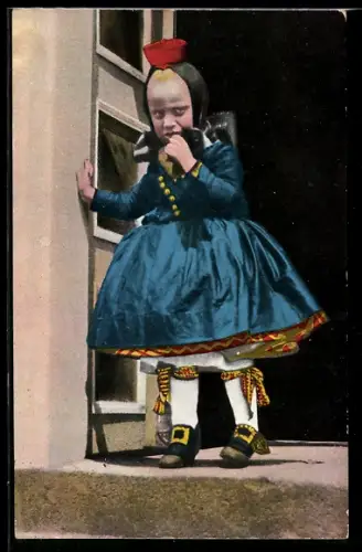 AK Mädchen in hessischer Tracht