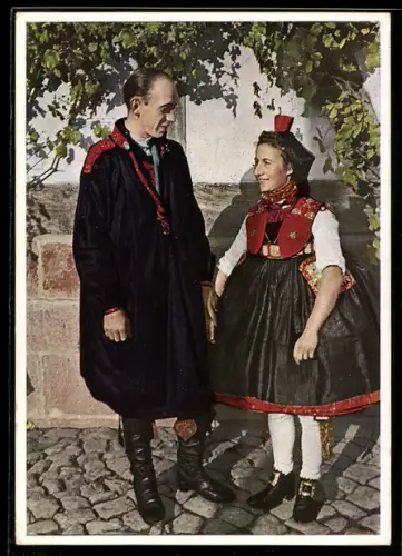 AK Die Verlobten in ihrer Schwälmer Tracht