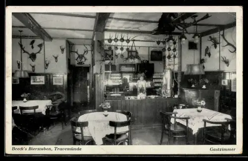 AK Travemünde, Gastzimmer im Gasthaus Beeck`s Bierstuben, Inh. Willy Schulz, Strasse Vorderreihe 36