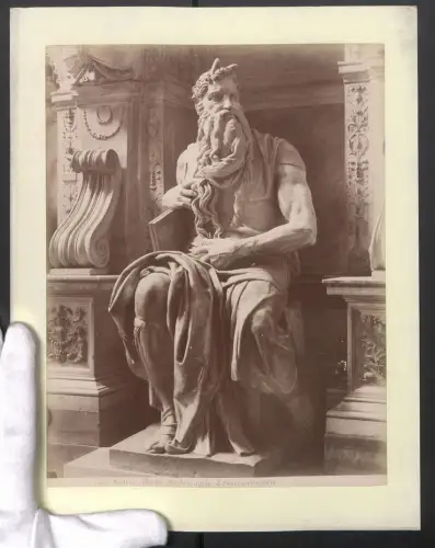 Fotografie unbekannter Fotograf, Ansicht Roma, Mose, Michelangelo, S. Pietro in Vinculis, Grossformat 24 x 31cm