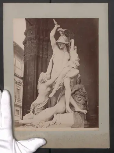 Fotografie unbekannter Fotograf, Ansicht Firenze, Loggia dei Lanzi, Grossformat 24 x 32cm