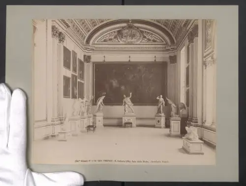 Fotografie Ed. Alinari, Ansicht Firenze, f. Galleria Uffizi, Sala della Niobe, Grossformat 32 x 24cm