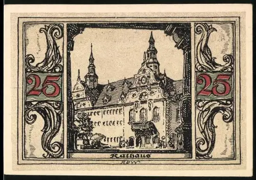 Notgeld Arnstadt 1921, 25 Pfennig, Rathaus