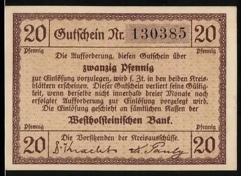 Notgeld Dusenddüwelswarf, 20 Pfennig, Denkmal
