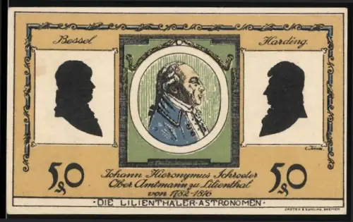 Notgeld Lilienthal i. H. 1921, 50 Pfennig, Astronomen und Sternwarte-Motiv