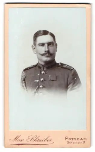 Fotografie Max Schreiber, Potsdam, Schockstr. 27, Unteroffizier m. Tragespange zur Centenar-Med. u. Schützenschnur 1. St