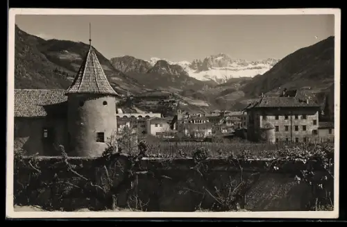 AK Bolzano, Veduta con catena montuosa sullo sfondo