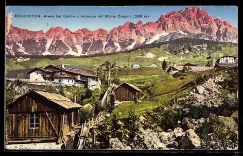 AK Alvera /Cortina d`Ampezzo, Monte Cristallo e paesaggio alpino