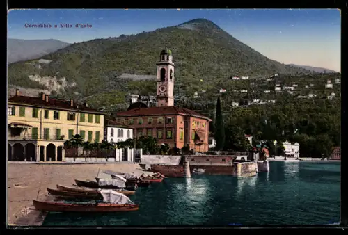 AK Cernobbio, Villa d`Este e vista sul lago con barche