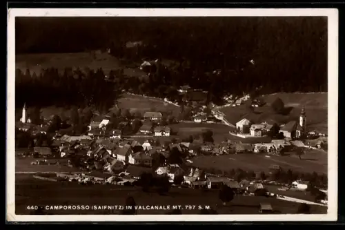 AK Tarvisio, Camporosso in Valcanale, Vista panoramica del paese e della chiesa