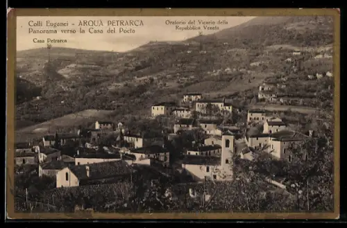AK Arquà Petrarca, Panorama verso la Casa del Poeta