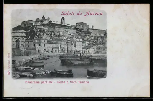AK Ancona, Panorama parziale, Porto e Arco Traiano