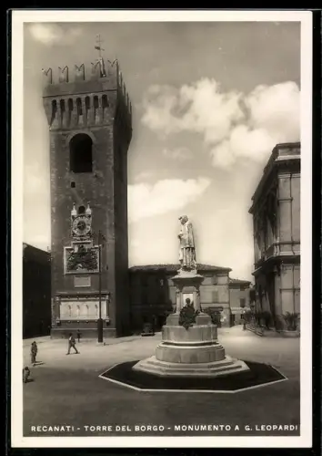 AK Recanati, Torre del Borgo, Monumento a G. Leopardi