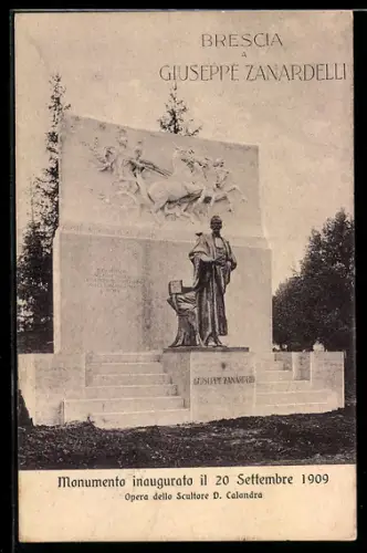 AK Brescia, Monumento a Giuseppe Zanardelli inaugurato il 20 Settembre 1909