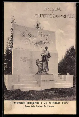 AK Brescia, Monumento a Giuseppe Zanardelli inaugurato il 20 Settembre 1909