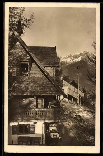 AK Lana, Vigiljoch bei Meran, Gasthof und Bergstation der Schwebebahn
