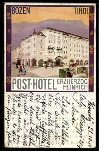AK Bozen /Tirol, Post-Hotel Erzherzog Heinrich