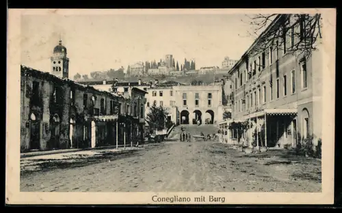 AK Conegliano, Veduta del centro con castello sullo sfondo