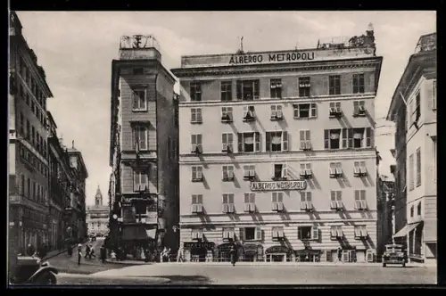 AK Genova, Piazza Fontane Marose, Albergo Metropoli
