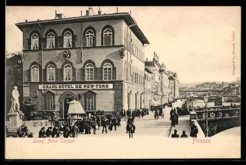 AK Firenze, Lung` Arno Corsini con Grand Hotel de New York e viste sul fiume