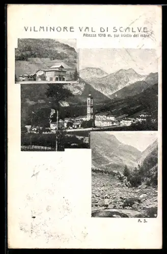 AK Vilminore /Val di Scalve, Vedute panoramiche del paese e delle montagne circostanti