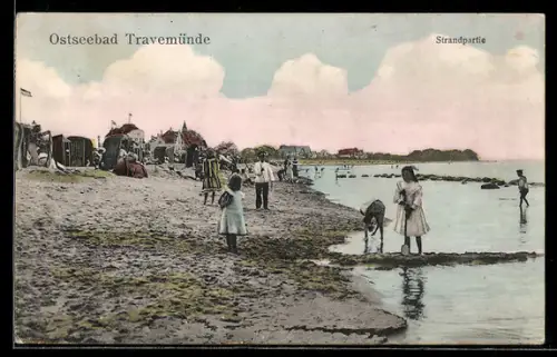 AK Travemünde, Strandpartie mit Kindern
