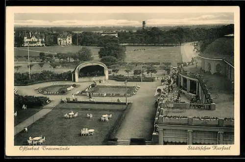 AK Ostseebad Travemünde, Städtischer Kursaal aus der Vogelschau