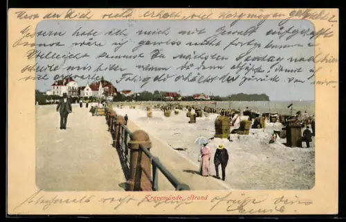 AK Travemünde, Am Strand mit Blick auf schöne Villen