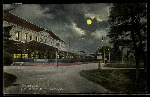 AK Travemünde a. d. Ostsee, das Kurhaus bei Nacht