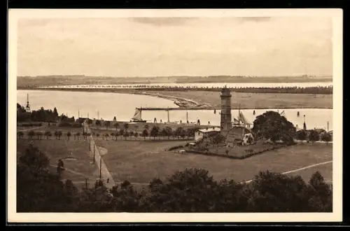 AK Travemünde, Blick vom Wasserturm, Segelboot