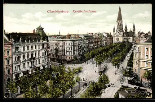 AK Berlin-Charlottenburg, Kurfürstendamm, Kaiser-Wilhelm-Gedächtniskirche
