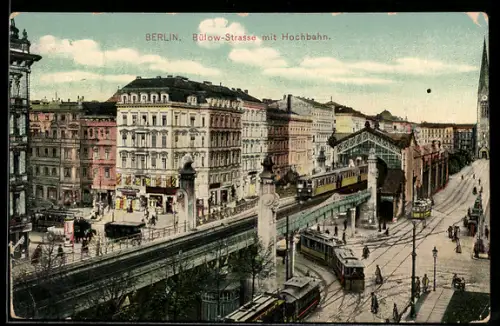 AK Berlin-Schöneberg, Bülow-Strasse, Hochbahn