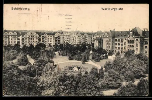 AK Schöneberg, Wartburgplatz, Wohnhäuser, Parkanlage
