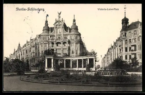 AK Berlin-Schöneberg, Victoria-Luise-Platz, repräsentative Wohnhäuser, Pavillon