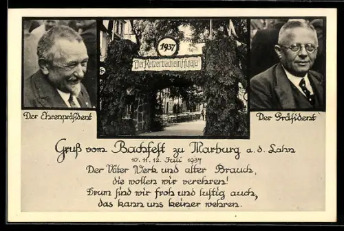 AK Marburg a. d. Lahn, Bachfest 1937, Ehrenpräsident, Präsident