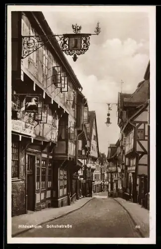 AK Hildesheim, Historische Fachwerkhäuser in der Schuhstrasse