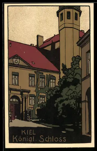 Steindruck-AK Kiel, Königliches Schloss