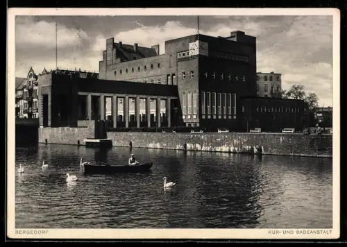 AK Hamburg-Bergedorf, Kur- und Badeanstalt und Boot
