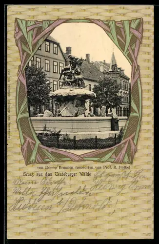 Grusskarten-AK Detmold, von Dobbop Brunnen