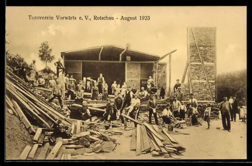 AK Rotschau, Turnverein Vorwärts e. V. August 1923