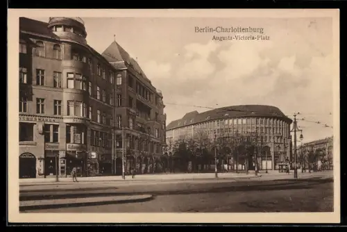 AK Berlin-Charlottenburg, der Augusta-Victoria Platz mit Geschäften