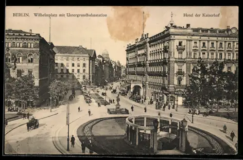 AK Berlin, Wilhelmplatz mit Untergrundbahnstation