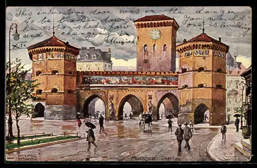 Künstler-AK Richard Wagner: München, Blick zum Isartor